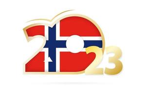 år 2023 med Norge flagga mönster. vektor