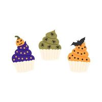 Cupcakes im Halloween-Stil. Halloween-Sammlung. flache vektorillustration vektor