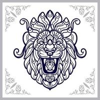Löwenkopf-Mandala-Kunst isoliert auf weißem Hintergrund vektor