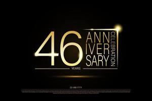 46 år gyllene årsdag guld logotyp på svart bakgrund, vektor design för firande.