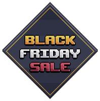 Pixel Art Black Friday Diamond Plate Black Friday Sale Vector Icon für 8-Bit-Spiel auf weißem Hintergrund