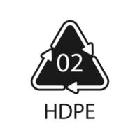 hdpe 02 återvinningskodsymbol. plast återvinning vektor polyeten tecken.