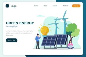 grüne energie-landingpage-website flache vektorvorlage vektor