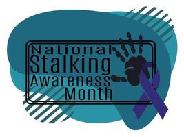 Nationaler Stalking-Bewusstseinsmonat, Idee für ein rechteckiges Poster, Banner, Flyer oder eine Postkarte vektor