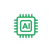 eps10 grön vektor chip ai hjärna artificiell intelligens linje ikon isolerat på vit bakgrund. ai processor symbol i en enkel platt trendig modern stil för din hemsida design, logotyp, och mobil app