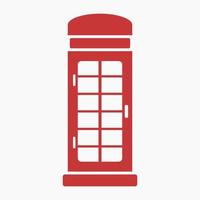 redigerbar isolerat främre se platt svartvit röd typisk engelsk telefon bås ikoniska vektor illustration för England kultur tradition och historia relaterad design