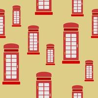 redigerbar typisk röd traditionell engelsk telefon bås i platt stil vektor illustration som sömlös mönster för England kultur tradition och historia relaterad bakgrund