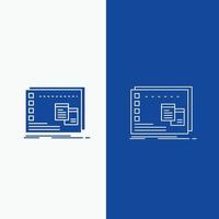 fönster. mac. operativ. os. program linje och glyf webb knapp i blå Färg vertikal baner för ui och ux. hemsida eller mobil Ansökan vektor