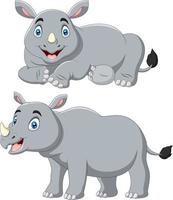 tecknad serie Lycklig noshörning en leende vektor