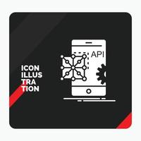 roter und schwarzer kreativer präsentationshintergrund für api. Anwendung. Kodierung. Entwicklung. Symbol für mobile Glyphe vektor