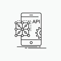 api. Ansökan. kodning. utveckling. mobil linje ikon. vektor isolerat illustration