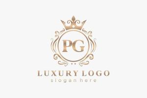 Anfangsbuchstabe pg Royal Luxury Logo Vorlage in Vektorgrafiken für Restaurant, Lizenzgebühren, Boutique, Café, Hotel, heraldisch, Schmuck, Mode und andere Vektorillustrationen. vektor