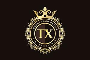 tx anfangsbuchstabe gold kalligrafisch feminin floral handgezeichnet heraldisch monogramm antik vintage stil luxus logo design premium vektor