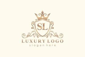 Royal Luxury Logo-Vorlage mit anfänglichem sl-Buchstaben in Vektorgrafiken für Restaurant, Lizenzgebühren, Boutique, Café, Hotel, Heraldik, Schmuck, Mode und andere Vektorillustrationen. vektor