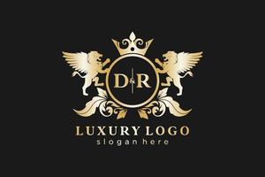 Anfangsbuchstaben des königlichen Luxus-Logos des Dr.-Löwen in Vektorgrafiken für Restaurant, Lizenzgebühren, Boutique, Café, Hotel, Heraldik, Schmuck, Mode und andere Vektorillustrationen. vektor