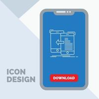 Daten. Transfer. Handy, Mobiltelefon. Management. Verschieben Sie das Liniensymbol in Mobile für die Download-Seite vektor
