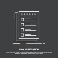 kolla upp. checklista. lista. uppgift. till do ikon. linje vektor symbol för ui och ux. hemsida eller mobil Ansökan