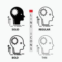 Geist. kreativ. Denken. Idee. Brainstorming-Symbol in dünn. regulär. fette Linie und Glyphenstil. Vektor-Illustration vektor