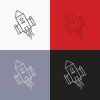 Raumschiff. pendeln. Platz. Rakete. Startsymbol über verschiedenen Hintergrund. Linienstil-Design. entwickelt für Web und App. eps 10-Vektorillustration vektor
