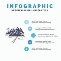 Berg. hügel. Landschaft. Felsen. Crack-Infografik-Vorlage für Website und Präsentation. Glyph graues Symbol mit blauer Infografik-Stil-Vektorillustration. vektor