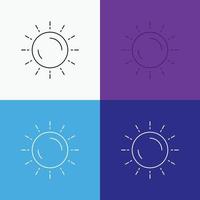 Sonne. Wetter. Sonnenuntergang. Sonnenaufgang. Sommersymbol über verschiedenen Hintergrund. Linienstil-Design. entwickelt für Web und App. eps 10-Vektorillustration vektor