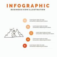berg. landskap. kulle. natur. Sol infographics mall för hemsida och presentation. linje grå ikon med orange infographic stil vektor illustration