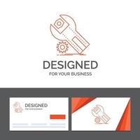 Business-Logo-Vorlage für Einstellungen. App. Installation. Wartung. Service. orange visitenkarten mit markenlogo-vorlage vektor