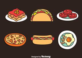 Handdragen Delicious Food Vector Set