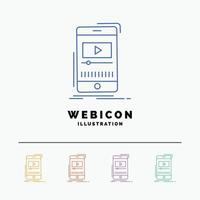 Medien. Musik. Spieler. Video. mobile 5-farbige Linie Web-Icon-Vorlage isoliert auf weiß. Vektor-Illustration vektor