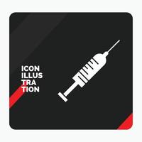 röd och svart kreativ presentation bakgrund för spruta. injektion. vaccin. nål. skott glyf ikon vektor