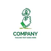 Rekrutierung. Suche. finden. Personal. Menschen flache Business-Logo-Vorlage. kreatives grünes markendesign. vektor