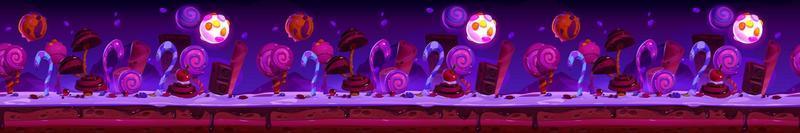 candy planet nacht landschaft cartoon spielplattform vektor