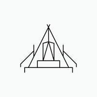 tält. camping. läger. campingplats. utomhus- linje ikon. vektor isolerat illustration