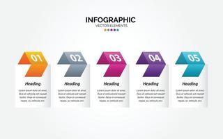 horizontales Infografik-Pfeildesign mit 5 Optionen oder Schritten. vektor