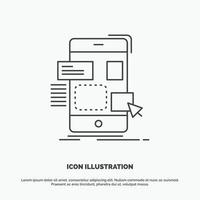 ziehen. Handy, Mobiltelefon. Entwurf. ui. ux-Symbol. Linienvektor graues Symbol für ui und ux. Website oder mobile Anwendung vektor