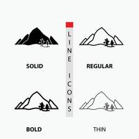 Berg. Landschaft. hügel. Natur. Baumsymbol in dünn. regulär. fette Linie und Glyphenstil. Vektor-Illustration vektor