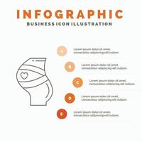 bälte. säkerhet. graviditet. gravid. kvinnor infographics mall för hemsida och presentation. linje grå ikon med orange infographic stil vektor illustration