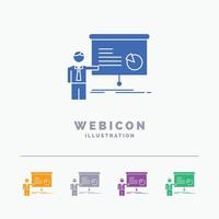 grafik, treffen, präsentation, bericht, seminar 5-farbige glyphe web symbolvorlage isoliert auf weiß. Vektor-Illustration vektor