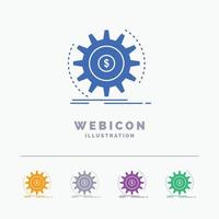 Finanzen. fließen. Einkommen. Herstellung. Geld 5-farbige Glyphen-Web-Icon-Vorlage isoliert auf Weiß. Vektor-Illustration vektor