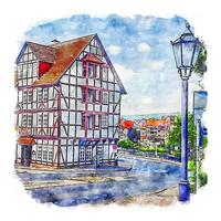 eschwege deutschland aquarell skizze handgezeichnete illustration vektor