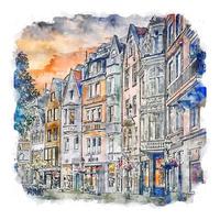 aachen deutschland aquarellskizze handgezeichnete illustration vektor