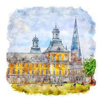 bonn deutschland aquarellskizze handgezeichnete illustration vektor