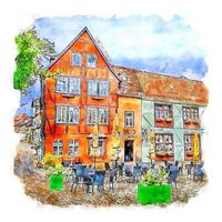 quedlinburg deutschland aquarellskizze handgezeichnete illustration vektor