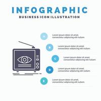 annons. utsända. marknadsföring. tv. TV infographics mall för hemsida och presentation. glyf grå ikon med blå infographic stil vektor illustration.