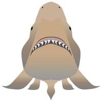 tjur haj med öppnad mun i ge sig på placera och skarp tänder vektor