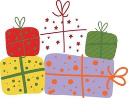 Weihnachtsgeschenk. Girlanden, Fahnen, Etiketten, Luftblasen, Bänder und Aufkleber. sammlung von dekorativen symbolen der frohen weihnachten vektor