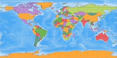 politisk tom värld Karta likriktad utsprång vektor