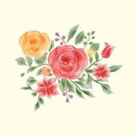 aquarellblumen- und blattillustration vektor