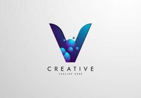 buchstabe v-logo kombiniert mit farbverlaufsblasen, logo-design-vorlage vektor