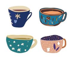 Kaffeetasse handgezeichnetes Design-Set, Doodle-Stil. Vektor. vektor